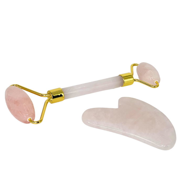 Rose Quartz Gua Sha and Roller Set