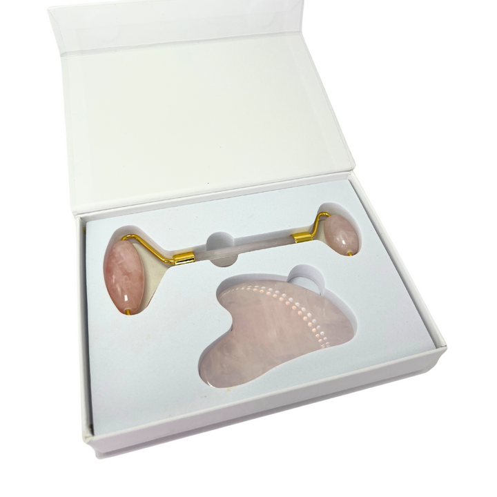 Rose Quartz Gua Sha and Roller Set